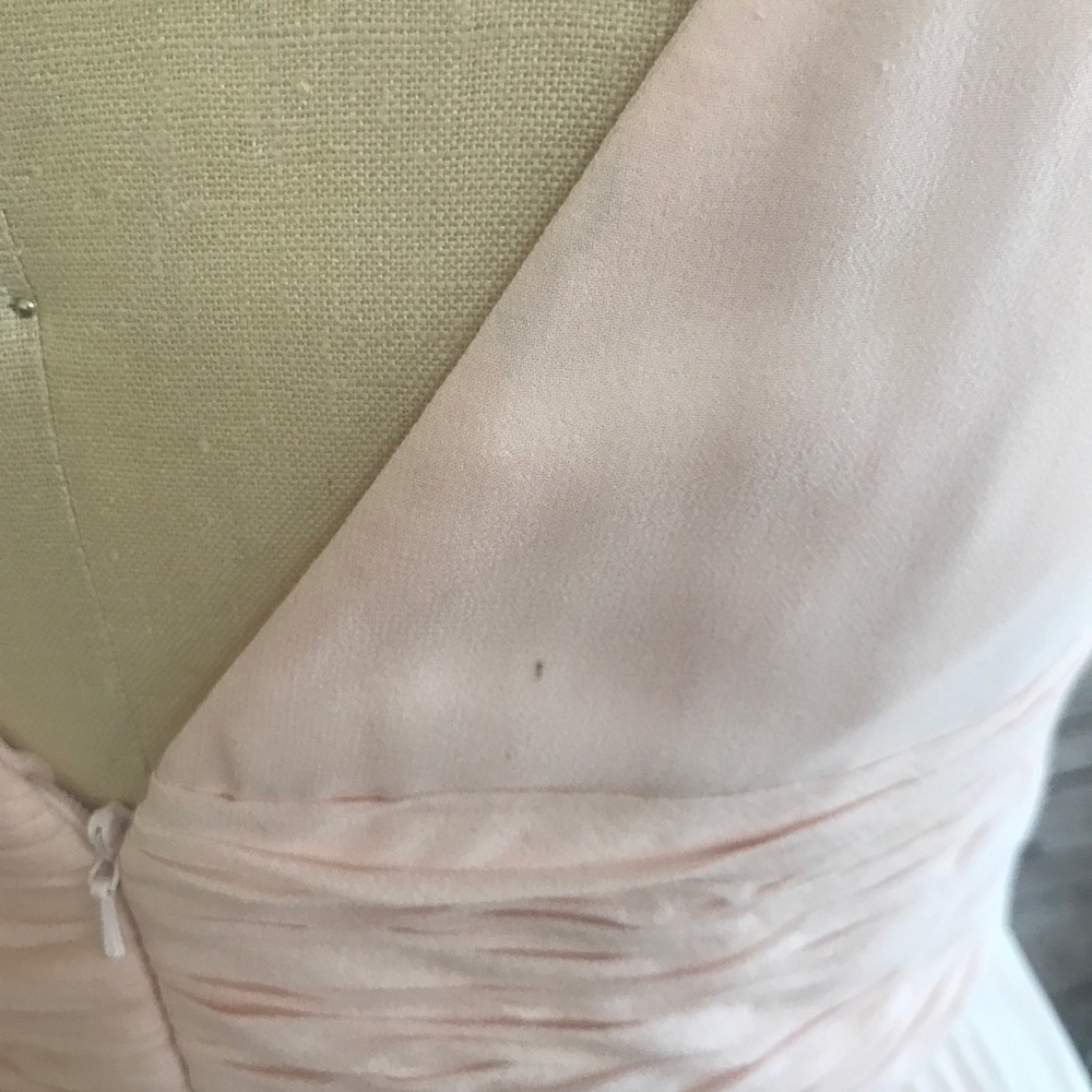 Pleated Silk Chiffon Dress, Petal Pink - Picture 3 of 3